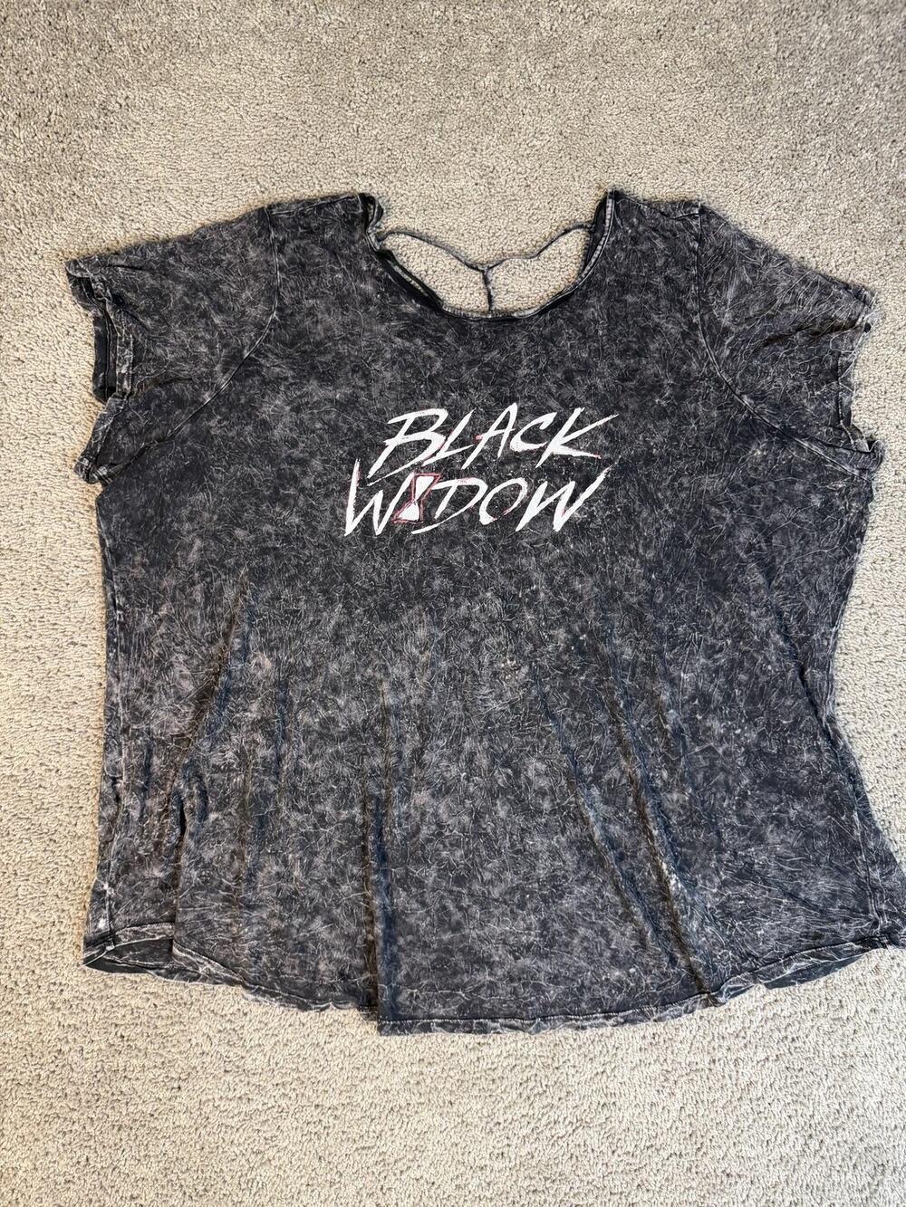 Black Widow Her Universe Shirt Womens 5X Black V-Neck Graphic Strap Back